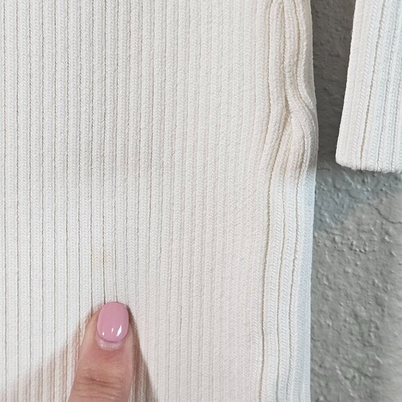 ALC Women Dress Ivory Size M Ribbed Bodycon Minimalist Chic Elegant Date Night - Picture 11 of 14